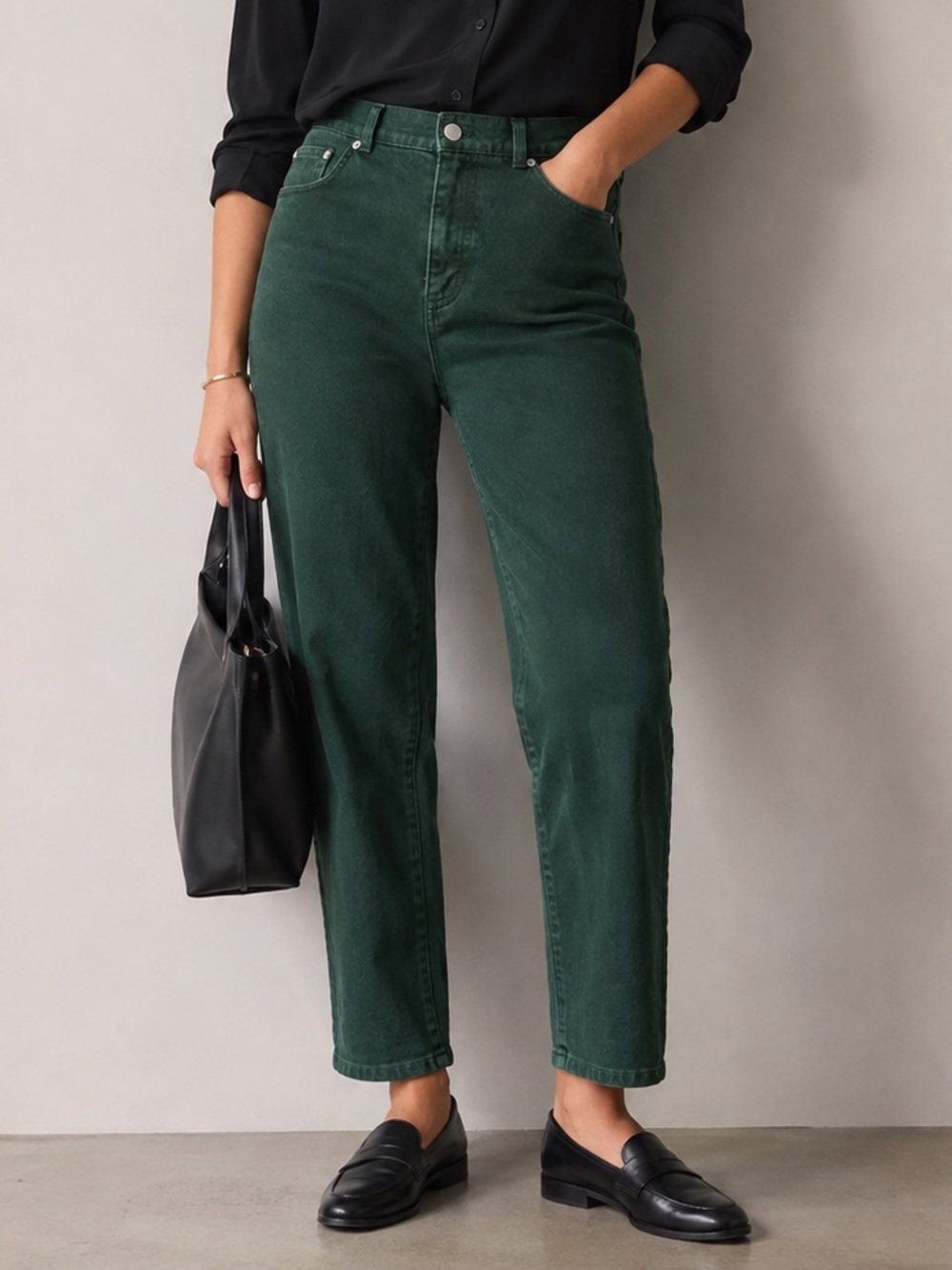 Vintage Ralph Lauren 8P High Waist 90s Mom Jeans Tapered Hunter Green Preppy Eco
